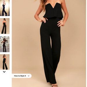 Black V-Cut Strapless Jumpsuit